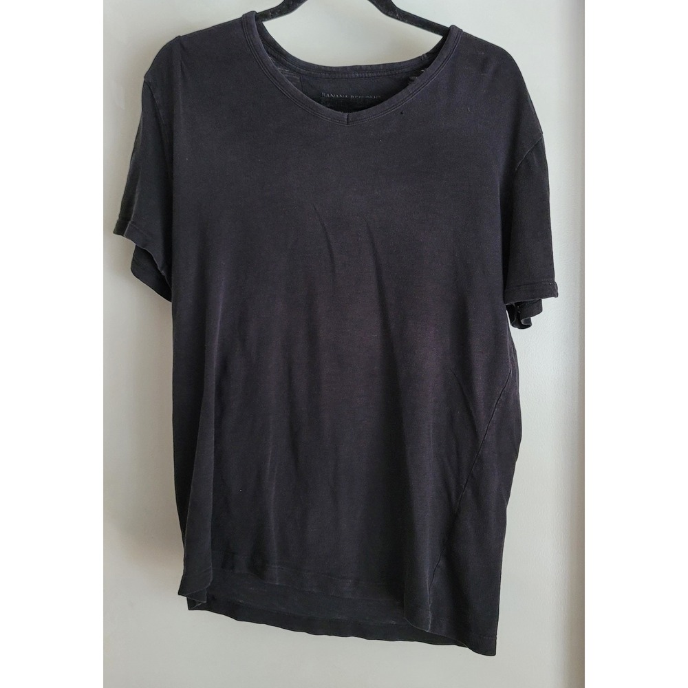 Banana Republic Men's Sleeveless T-Shirt M Black Solid Cotton Tank Top Tee